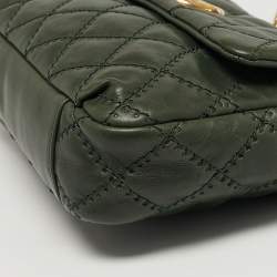 Pre Owned Chanel Green Ultimate Stitch Quilted Leather Retro Chain Flap Bag