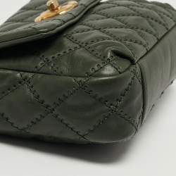 Pre Owned Chanel Green Ultimate Stitch Quilted Leather Retro Chain Flap Bag