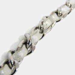 Pre Owned Chanel Star Emboss Lambskin Chain/Shoulder Wallet Silver