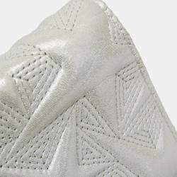 Pre Owned Chanel Star Emboss Lambskin Chain/Shoulder Wallet Silver