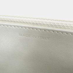 Pre Owned Chanel Star Emboss Lambskin Chain/Shoulder Wallet Silver