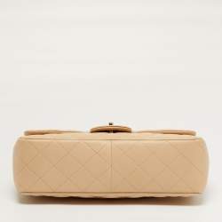 Pre Owned حقيبة شانيل جامبو  كلاسيك جلد شيفرون لامع خوخي بقلاب