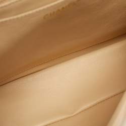 Pre Owned حقيبة شانيل جامبو  كلاسيك جلد شيفرون لامع خوخي بقلاب