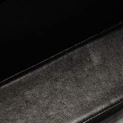 Pre Owned حقيبة شانيل يد علوية جلد وبرنيق أسود وسلسلة