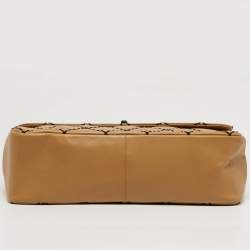 Pre Owned Chanel Beige/Black Wild Stitch Quilted Leather Flap Bag