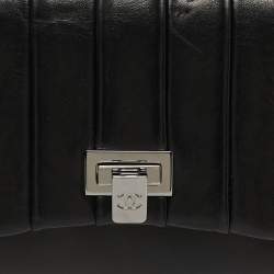 Pre Owned Chanel Accordion Black Vertical Quilted Leather Flap Bag