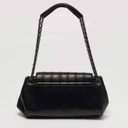 Pre Owned Chanel Accordion Black Vertical Quilted Leather Flap Bag