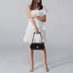 Pre Owned Chanel Accordion Black Vertical Quilted Leather Flap Bag