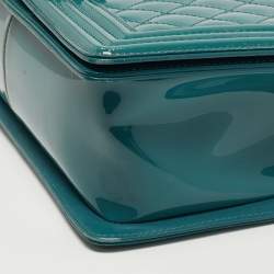 مملوكة مسبقًا Chanel Boy Medium Blue Quilted Patent Leather Flap Bag