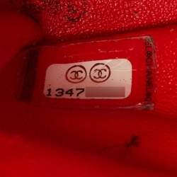 Pre Owned حقيبة شانيل كتف جلد لامع شيفرون برتقالي قلاب فردي جامبو كلاسيكية