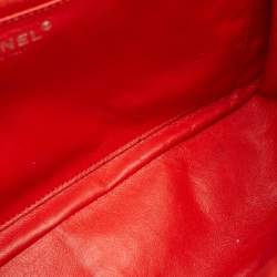 Pre Owned حقيبة شانيل كتف جلد لامع شيفرون برتقالي قلاب فردي جامبو كلاسيكية