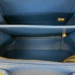 Pre Owned Chanel Blue Small Caviar CC Filigree Vanity Case