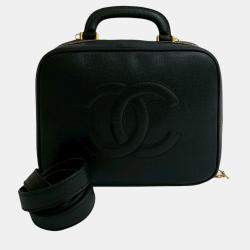 Pre Owned Chanel Black CC Caviar Vanity Case