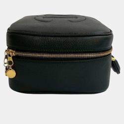 Pre Owned Chanel Black CC Caviar Vanity Case