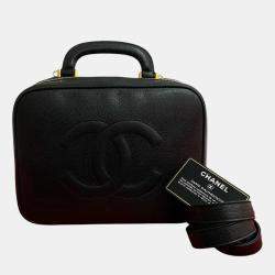 Pre Owned Chanel Black CC Caviar Vanity Case