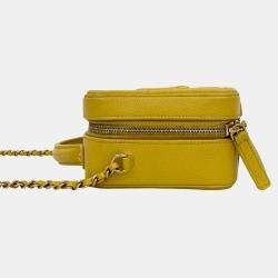Pre Owned Chanel Yellow Small Caviar CC Filigree Vanity Bag