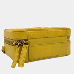Pre Owned Chanel Yellow Small Caviar CC Filigree Vanity Bag