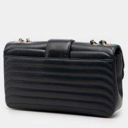 Pre Owned Chanel Blue CC Horizontal Quilted Lambskin Double Flap