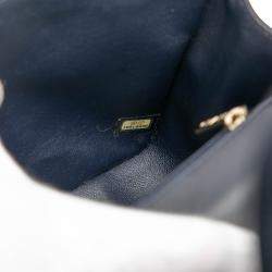 Pre Owned Chanel Blue CC Horizontal Quilted Lambskin Double Flap