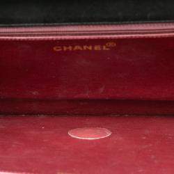 Pre Owned حقيبة رفرف شانيل مبطنة جلد الحمل سوداء متوسطة الحجم