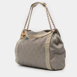 Pre Owned Chanel Brown Quilted Lambskin In The Mix Tote