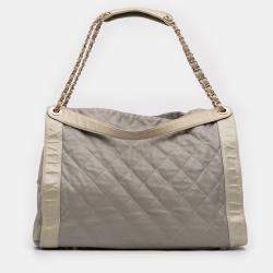 Pre Owned Chanel Brown Quilted Lambskin In The Mix Tote