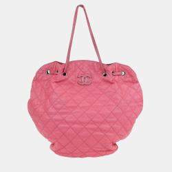 مملوكة مسبقًا Chanel Pink Calfskin Tote Drawstring Handbag