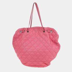 مملوكة مسبقًا Chanel Pink Calfskin Tote Drawstring Handbag