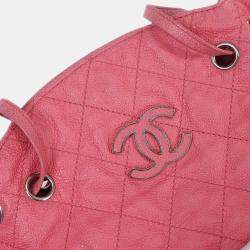 مملوكة مسبقًا Chanel Pink Calfskin Tote Drawstring Handbag
