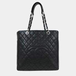مملوكة مسبقًا Chanel Black Calfskin Tote Chain Handbag