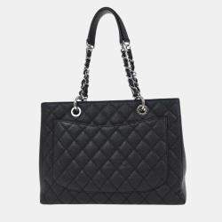 مملوكة مسبقًا Chanel Black Calfskin Grand Shopping Tote GST Chain Handbag