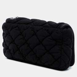 Pre Owned حقيبة رفرف فقاعة مبطنة شانيل صغيرة نايلون أسود