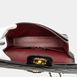 Pre Owned Chanel Black Medium Classic Lambskin Double Flap