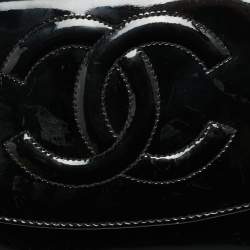 Pre Owned Chanel CC Timeless Black Patent Leather Trifold Wallet