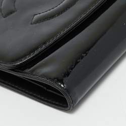 Pre Owned Chanel CC Timeless Black Patent Leather Trifold Wallet