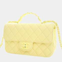 Pre Owned Chanel Mini Lambskin Rectangular Top Handle Classic Flap Bag