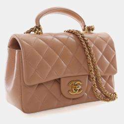 مملوكة مسبقًا Chanel Mini Lambskin Rectangular Top Handle Classic Flap Bag