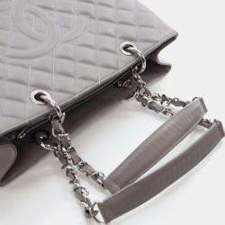 Pre Owned Chanel Grey Caviar Grand Shopping Tote