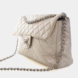 Pre Owned حقيبة شانيل كبيرة رفرف واحد كلاسيكية جلد خروف قديم