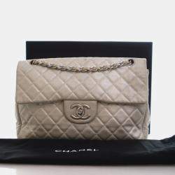 Pre Owned حقيبة شانيل كبيرة رفرف واحد كلاسيكية جلد خروف قديم