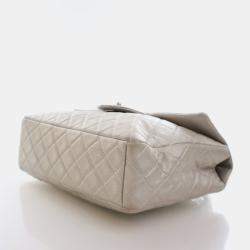 Pre Owned حقيبة شانيل كبيرة رفرف واحد كلاسيكية جلد خروف قديم