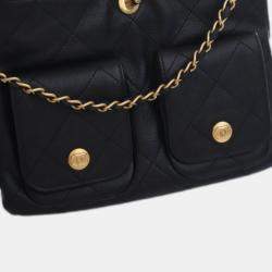 مملوكة مسبقًا Chanel Black Quilted Caviar Supple Twins Hobo Bag