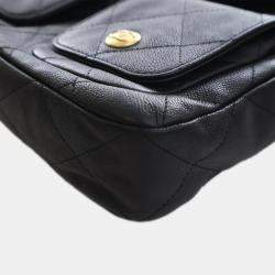 مملوكة مسبقًا Chanel Black Quilted Caviar Supple Twins Hobo Bag