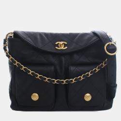 مملوكة مسبقًا Chanel Black Quilted Caviar Supple Twins Hobo Bag
