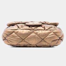 Pre Owned Chanel Brown CC Lambskin Bubble Quilt Flap