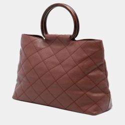 مملوكة مسبقًا Chanel Brown CC Quilted Caviar Tortoise Top Handle Bag