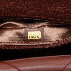 مملوكة مسبقًا Chanel Brown CC Quilted Caviar Tortoise Top Handle Bag