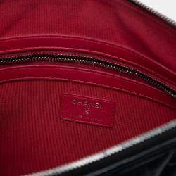 Pre Owned Chanel Black Medium Aged Calfskin Gabrielle O Case Clutch