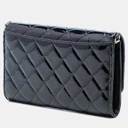 Pre Owned Chanel Black Classic Patent Wallet On Chain