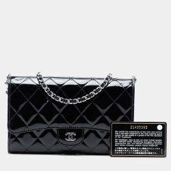 Pre Owned Chanel Black Classic Patent Wallet On Chain